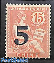 French post, 5 on 15c overprint
