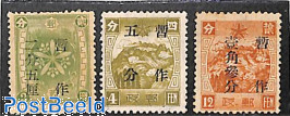 Manchuria, Overprints 3v