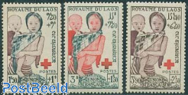 Laos 1952 Red Cross Surcharged Stamps