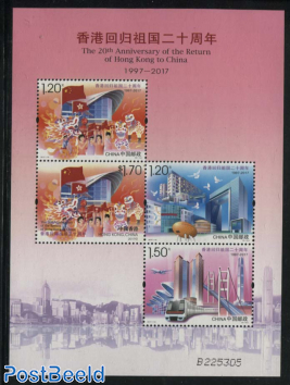 20th anniv of the return of Hong Kong to China s/s (in folder)