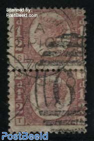 1/2p, pair, plate 11, used, Lettered AS-AT
