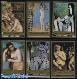 Nude paintings Titian & Picasso 6v, imperforated