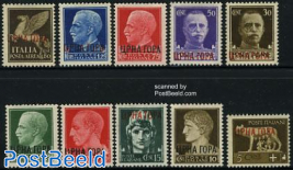 Overprints on Italian stamps 10v