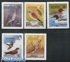 Definitives, birds 5v s-a, Wave-shaped Perforated