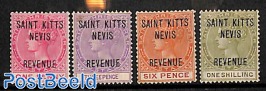 SAINT KITTS NEVIS REVENUE overprints 4v