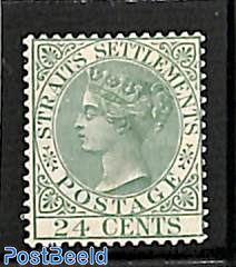 Straits Settlements, 24c, WM Crown-CA, Stamp out of set