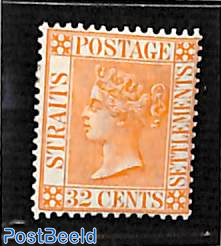 Straits Settlements, 32c, WM Crown-CA, Stamp out of set