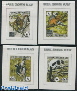 WWF, Lemurs, 4 imperforated s/s