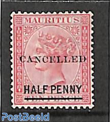 HALF PENNY on 10p, CANCELLED, Stamp out of set