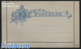 Card letter (Postblad) 5c ultramarin, 118x140mm