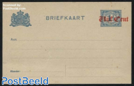 Postcard Vijf Cent on 1.5c blue, short dividing line