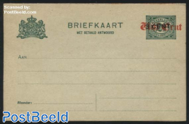 Reply Paid Postcard Vijf Cent on 3CENT on 2.5c, short dividing line