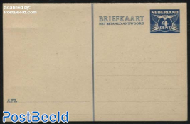 Reply Paid Postcard 4+4c blue