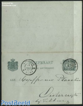 Postcard with paid answer, both cards used and still together