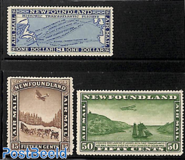 Airmail definitives 3v, with WM coat of arms
