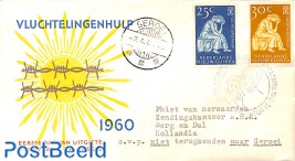 Refugees 2v, FDC with typed address