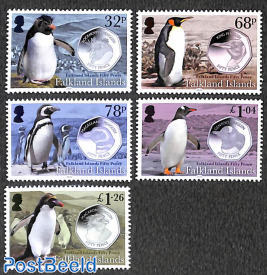 Penguin and coins 5v