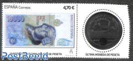 Last coin & banknote in Pesetas 1v+tab