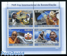Mother Theresa, Pope, Dalai Lama, Gandhi 4v m/s