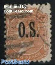 2p, O.S., Stamp out of set
