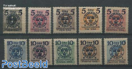 Overprints on postage due stamps 10v