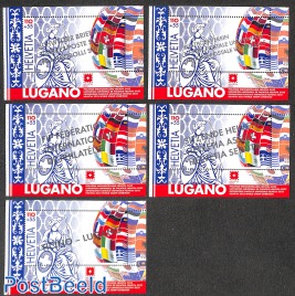 Lugano, silver overprints, 5 s/s