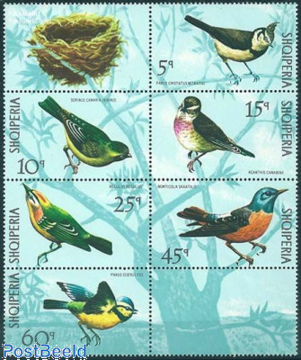 Birds 6v+2 tabs sheetlet