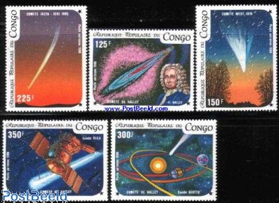 Collection 50 Timbres Différents – Thème Comète De Halley, Pièces Rares Pour Philatélistes