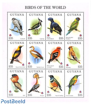 Stamp 1994, Guyana Birds 12v m/s, 1994 - Collecting Stamps