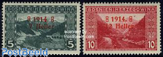 Bosnia and Herzegovina 1914 Overprinted Landscape Stamps