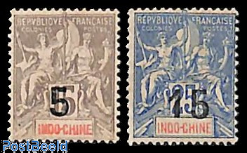 French Indochina 1903 Allegory of Commerce and Peace Overprints