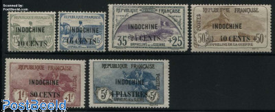 French Indochina 1919 War Orphans Overprints Set of 6