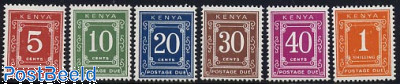 Kenya 1969 Postage Due Stamps, Set of 6