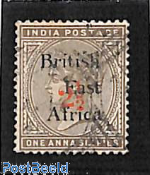 1895 British East Africa 2.5 Annas Overprint on India Stamp
