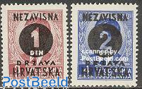Croatia 1941 Overprints on Yugoslavian Stamps, 2 Values