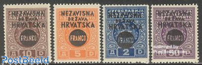 Croatia 1941 Overprints Set of 4
