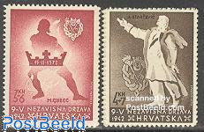 Croatia 1942 Ustascha Youth Propaganda Stamps