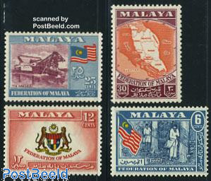 Malaysia 1957 Queen Elizabeth II Definitive Set of 4