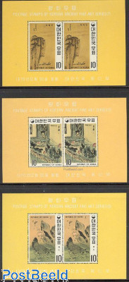 Yi-Dynasty paintings 3 s/s perforated