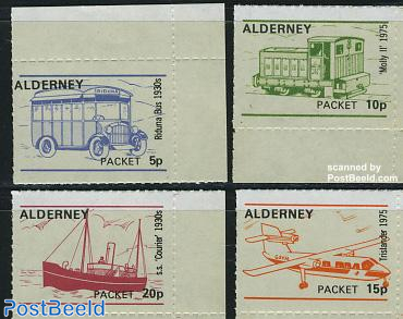 Alderney Parcel delivery stamps, Transport 4v
