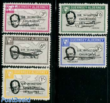 Commodore parcel stamps, Death of Churchill 5v