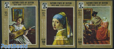 Seiyun, Vermeer paintings 3v imperforated