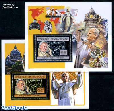 Pope John Paul II 2 s/s (silver, gold)