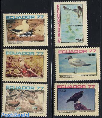 Galapagos birds 6v