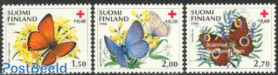 Red Cross, butterflies 3v