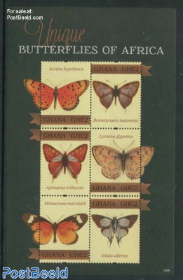 Unique butterflies of Africa 6v m/s