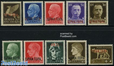 Overprints on Italian stamps 10v