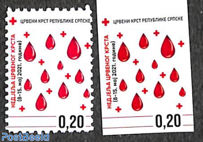 Welfare stamps, red Cross 2v (perforated & imperforated)