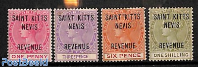 SAINT KITTS NEVIS REVENUE overprints 4v