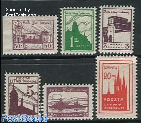 Central Lithuania, Postage due, City views 6v